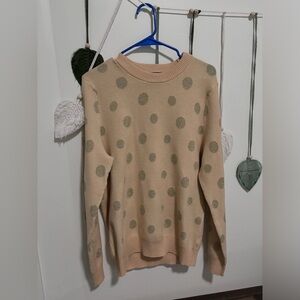 Stretchy Polka Dot Sweater - Cream and Gold